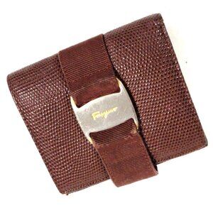 Salvatore Ferragamo Wallet Women’s Brown Lizard-Embossed Leather Luxury Wallet